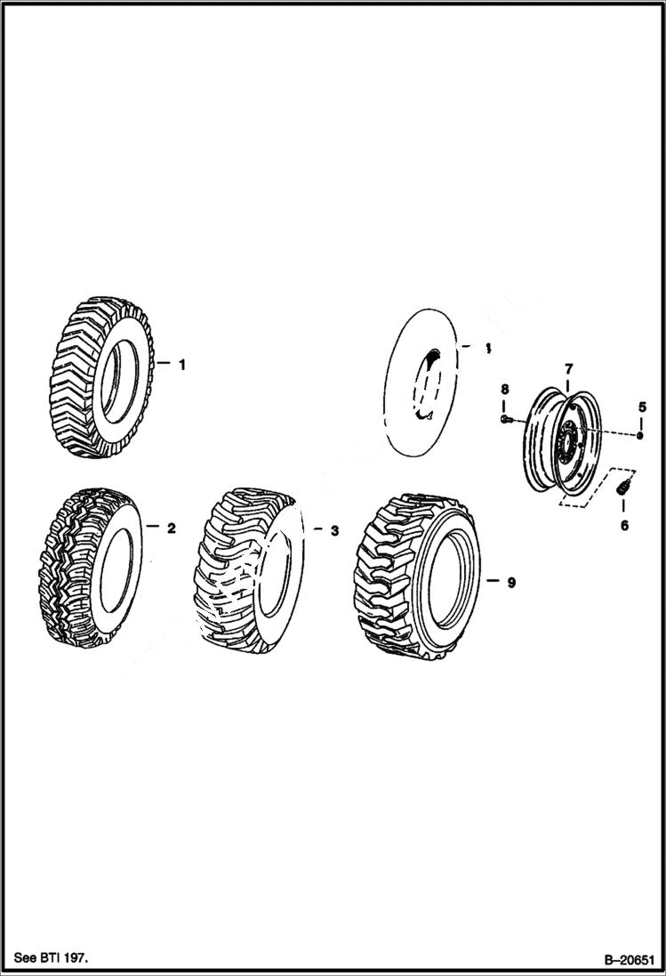 Схема запчастей Bobcat 600s - TIRES & RIMS ACCESSORIES & OPTIONS