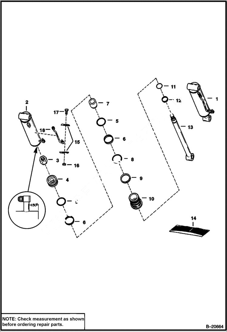Схема запчастей Bobcat 600s - TILT CYLINDER (Bobcat S/N 13632 & Above) HYDRAULIC SYSTEM