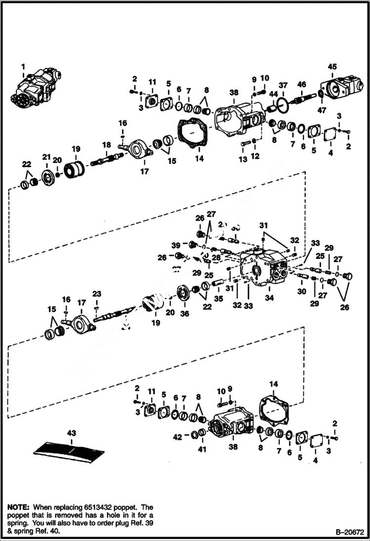 Схема запчастей Bobcat 600s - HYDROSTATIC PUMP HYDROSTATIC SYSTEM