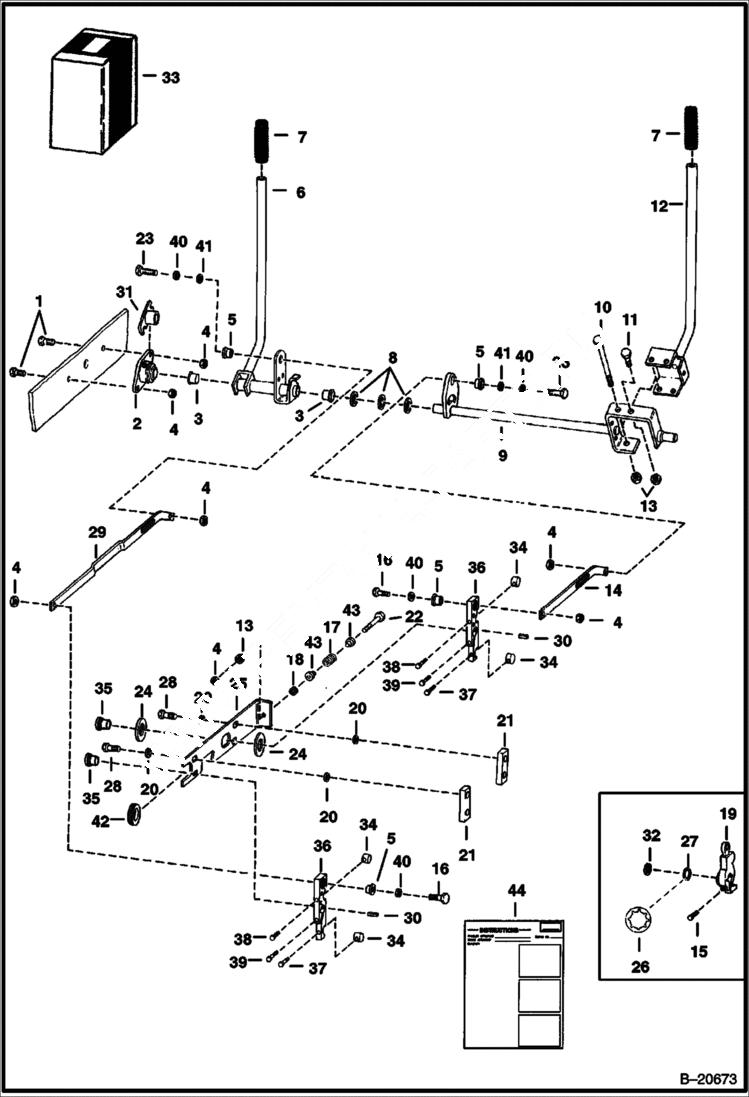Схема запчастей Bobcat 600s - HAND CONTROLS HYDROSTATIC SYSTEM