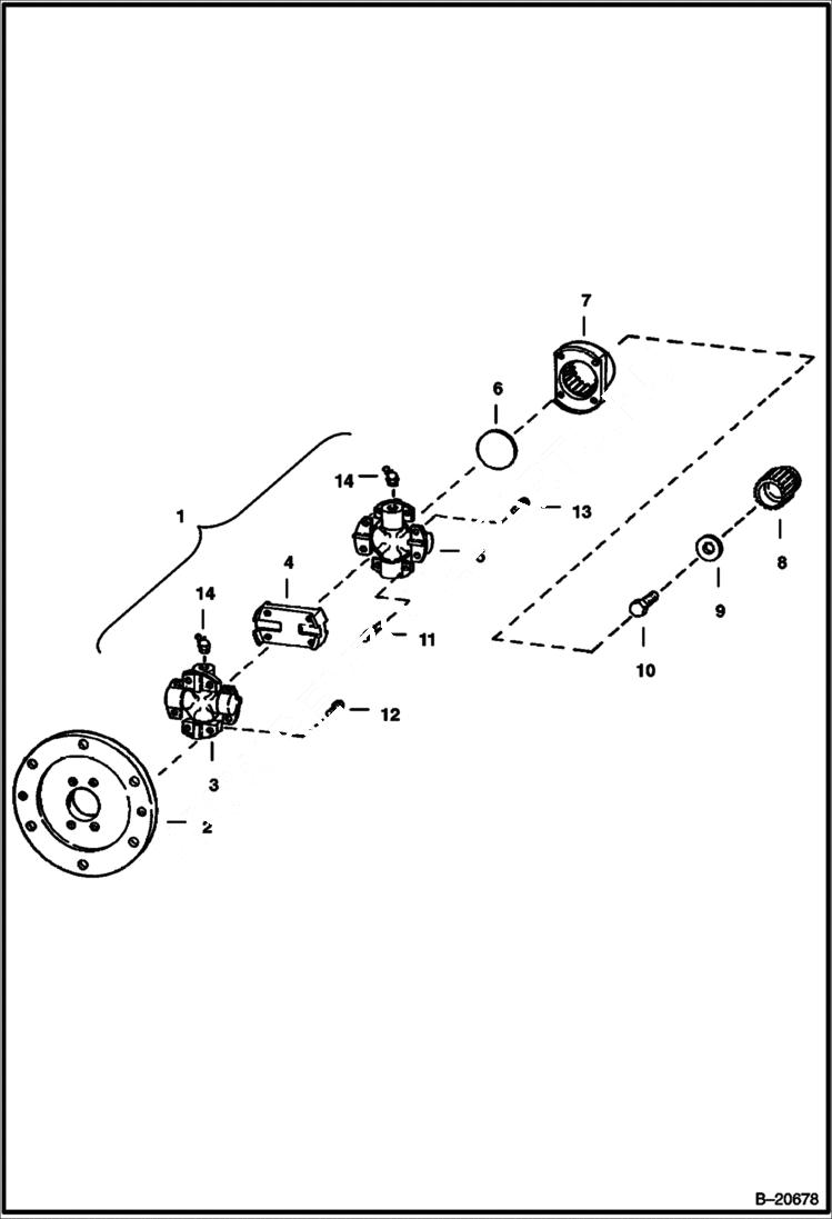 Схема запчастей Bobcat 600s - UNIVERSAL JOINT POWER UNIT
