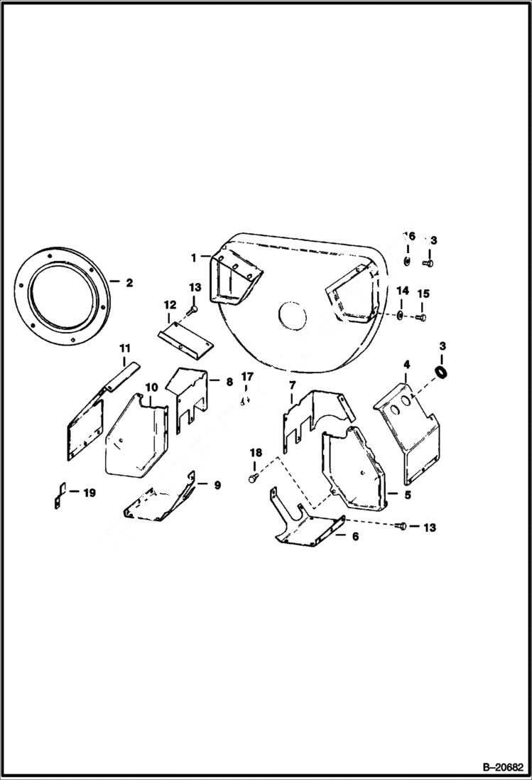 Схема запчастей Bobcat 600s - ENGINE & SHROUDING POWER UNIT