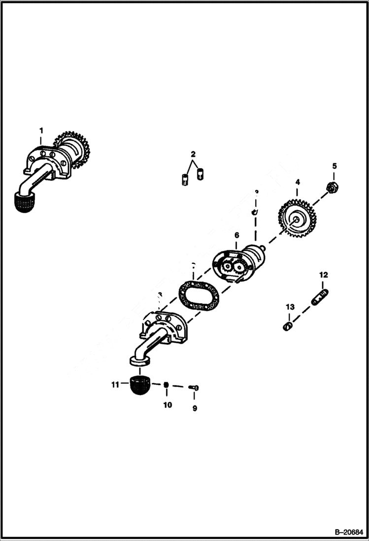 Схема запчастей Bobcat 600s - ENGINE OIL PUMP POWER UNIT