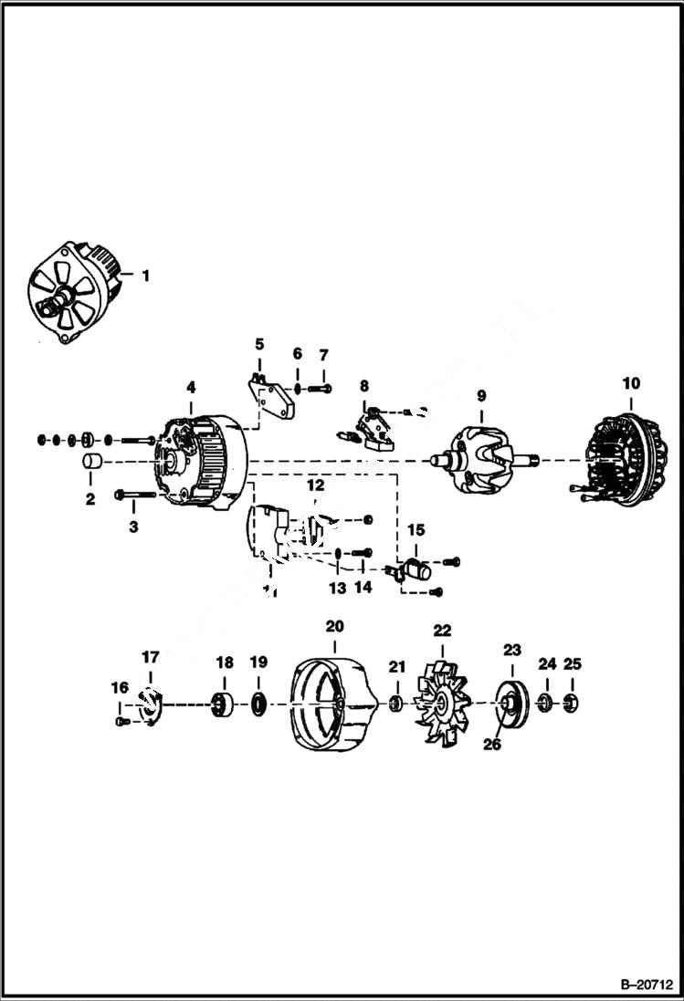 Схема запчастей Bobcat Articulated Loaders - ALTERNATOR ELECTRICAL SYSTEM