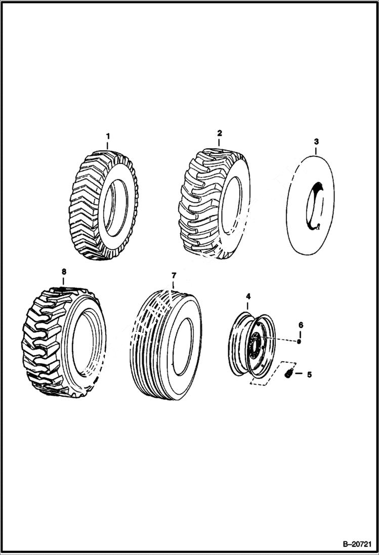 Схема запчастей Bobcat 600s - WHEELS & TIRES ACCESSORIES & OPTIONS