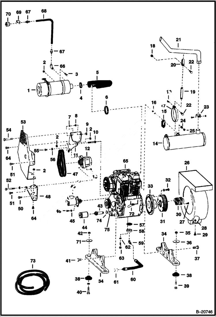 Схема запчастей Bobcat 600s - ENGINE & ATTACHING PARTS (Deutz 411) POWER UNIT