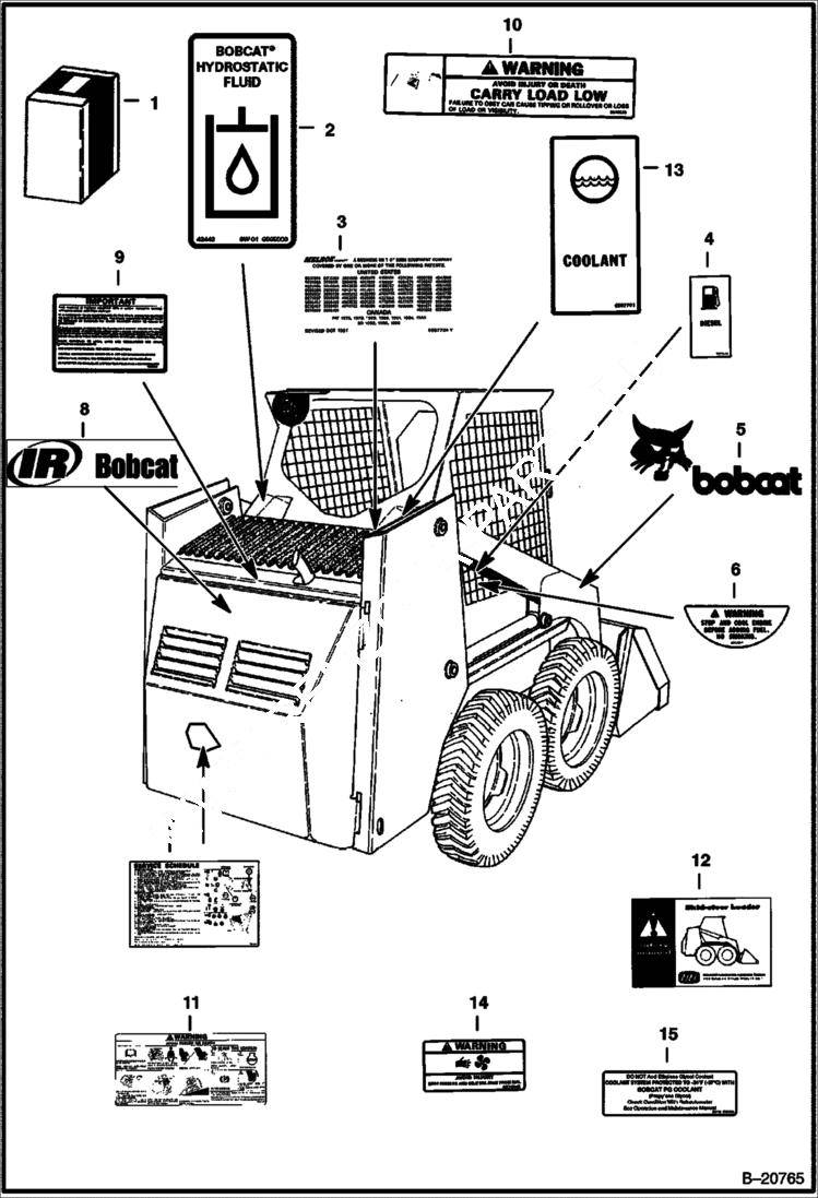 Схема запчастей Bobcat 600s - DECALS ACCESSORIES & OPTIONS