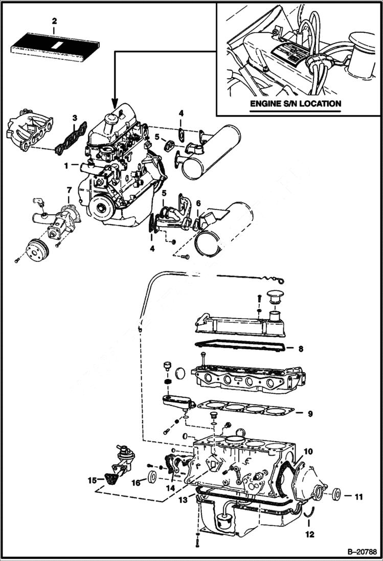 Схема запчастей Bobcat 600s - ENGINE (Ford) POWER UNIT
