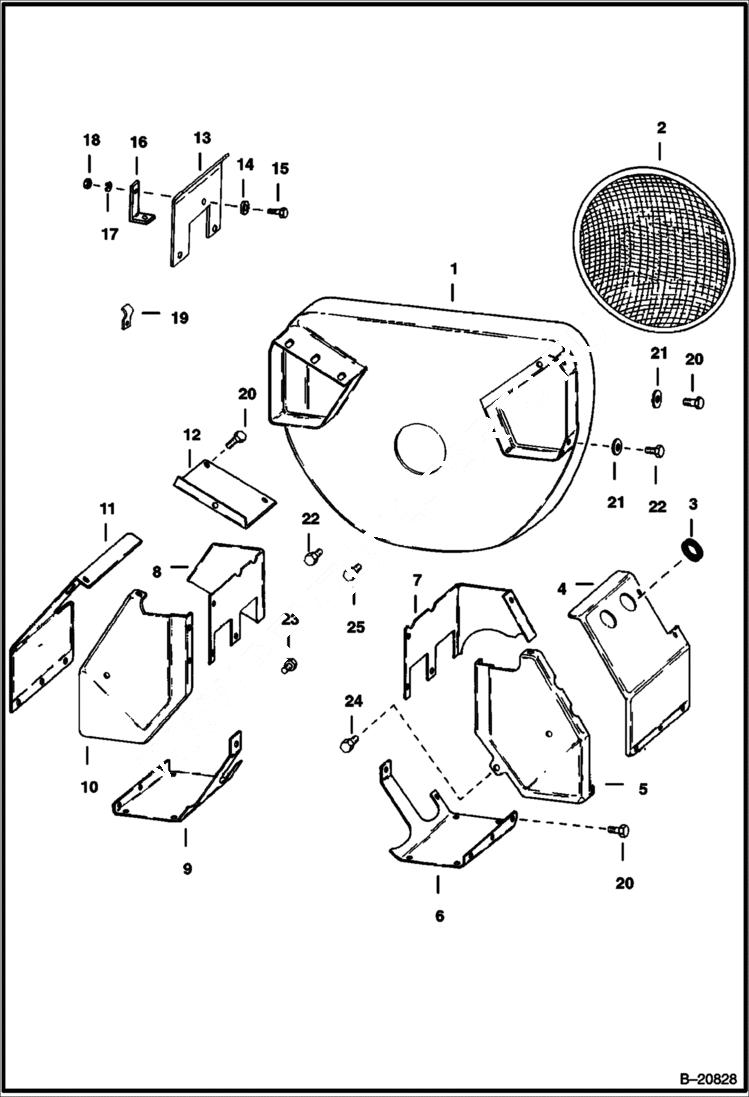 Схема запчастей Bobcat 600s - ENGINE SHROUDING POWER UNIT