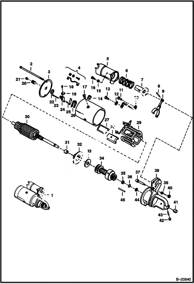 Схема запчастей Bobcat 600s - DELCO STARTER Petter ELECTRICAL SYSTEM