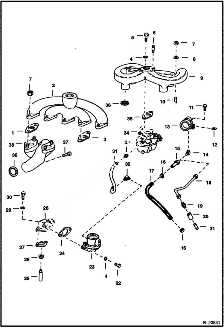 Схема запчастей Bobcat 600s - GASOLINE FUEL SYSTEM & EXHAUST GROUP POWER UNIT