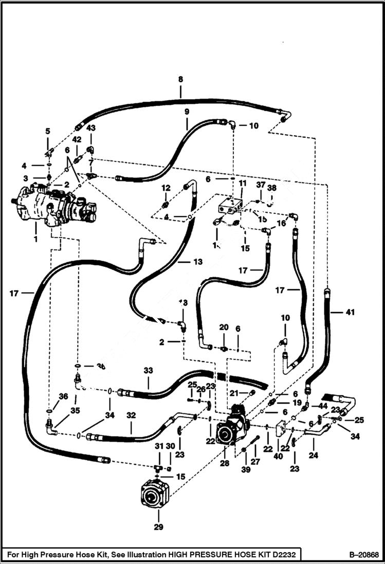 Схема запчастей Bobcat Articulated Loaders - HYDROSTATIC CIRCUITRY S/N 12164 & Below HYDROSTATIC SYSTEM