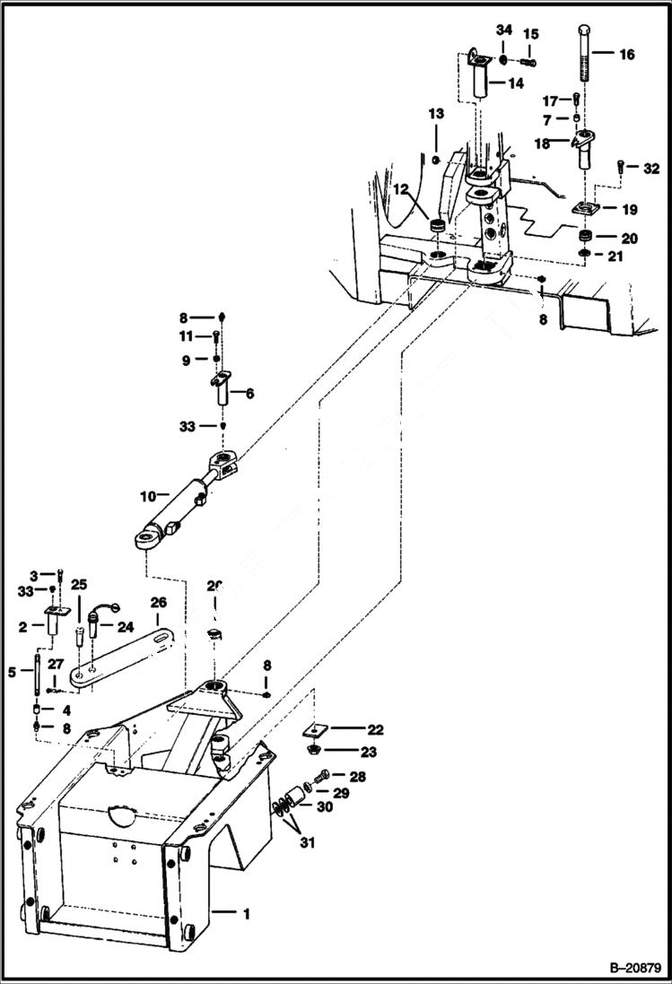 Схема запчастей Bobcat Articulated Loaders - REAR FRAME & ARTICULATION UNIT MAIN FRAME