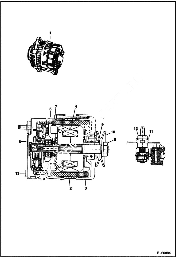 Схема запчастей Bobcat S-Series - ALTERNATOR (Valeo) ELECTRICAL SYSTEM
