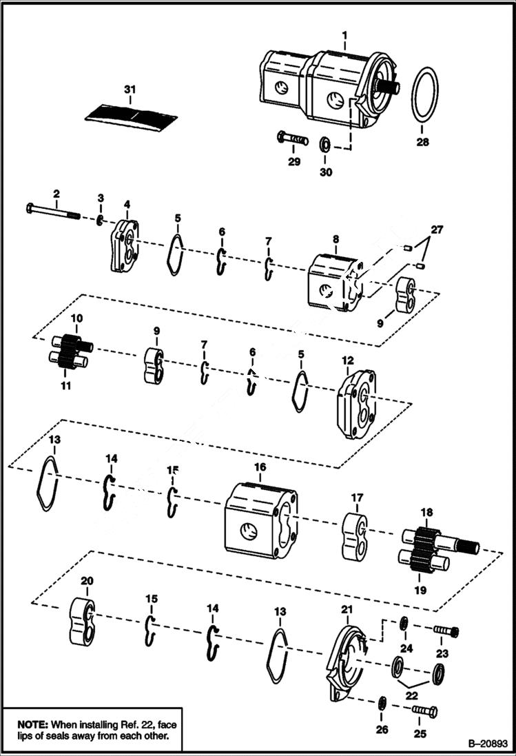 Схема запчастей Bobcat Articulated Loaders - GEAR PUMP (Double) HYDROSTATIC SYSTEM