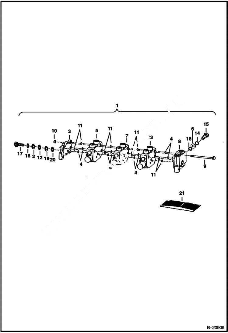 Схема запчастей Bobcat BACKHOE - BACKHOE (Hydraulic Control Valve) (Rear Auxiliary) (2400) (2410) 911B/914B BACKHOE