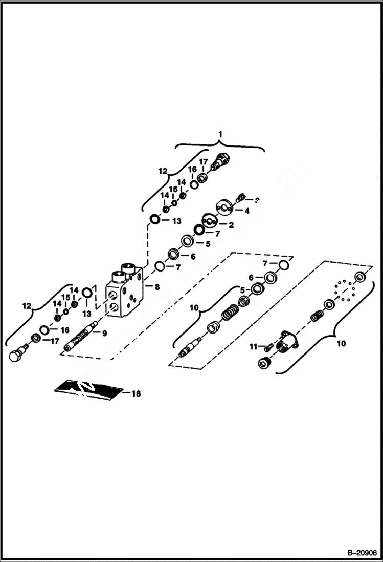 Схема запчастей Bobcat BACKHOE - BACKHOE (Rear Auxiliary Section) (Rear Auxiliary Valve) 911B/914B BACKHOE