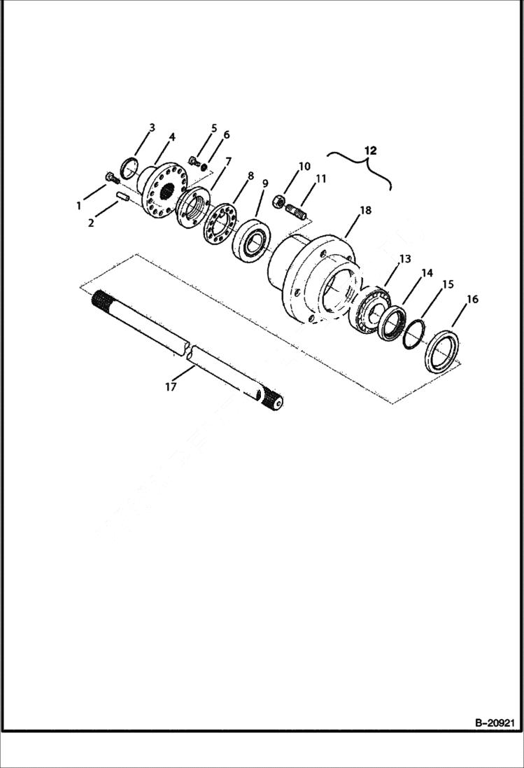 Схема запчастей Bobcat B200 - REAR AXLE B200 AXLES & WHEELS