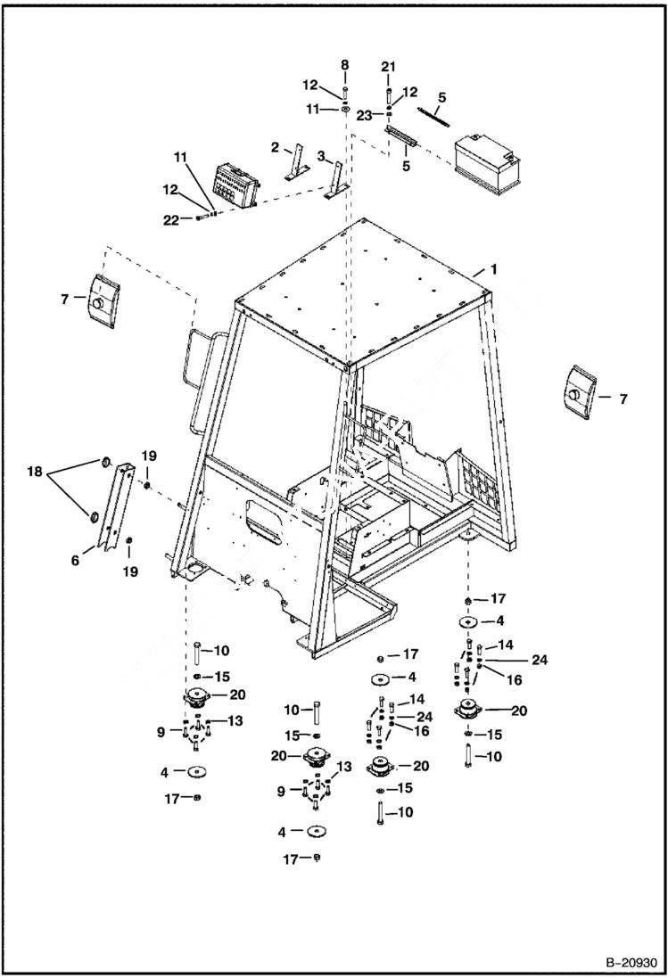 Схема запчастей Bobcat B100 - CANOPY MOUNTING CANOPY
