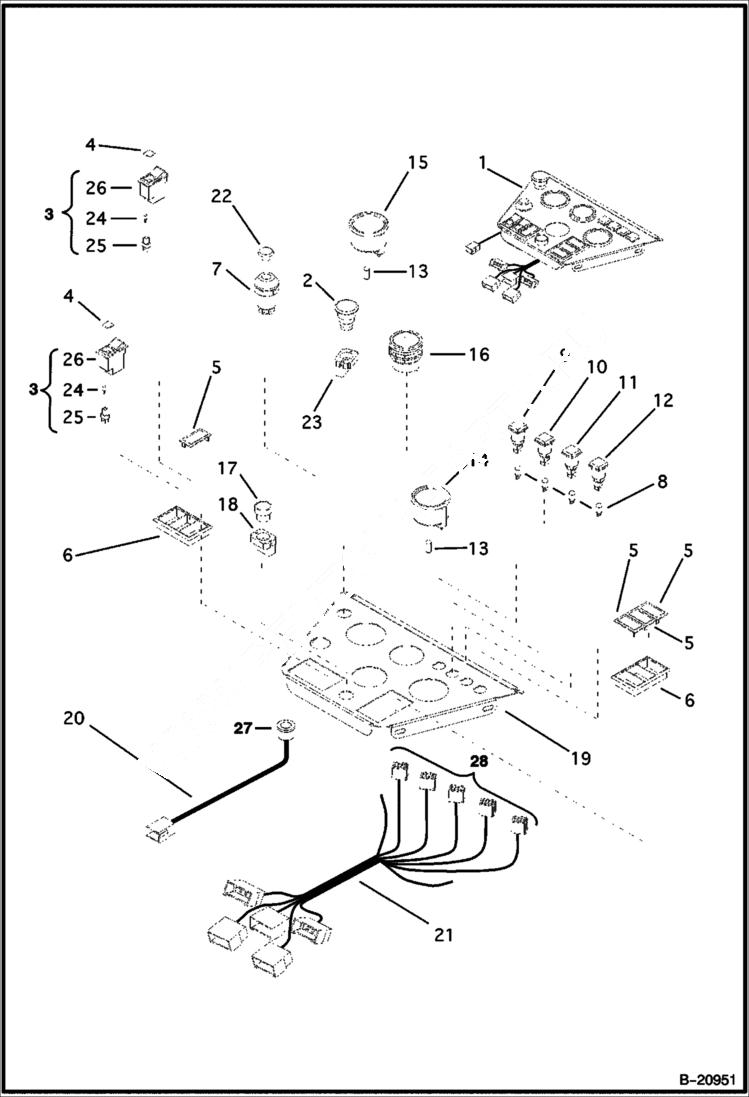 Схема запчастей Bobcat B100 - ELECTRICAL Dashboard ELECTRICAL SYSTEM