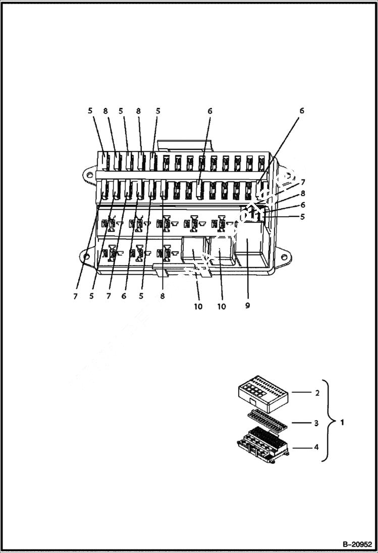 Схема запчастей Bobcat B100 - ELECTRICAL Fuse Box ELECTRICAL SYSTEM