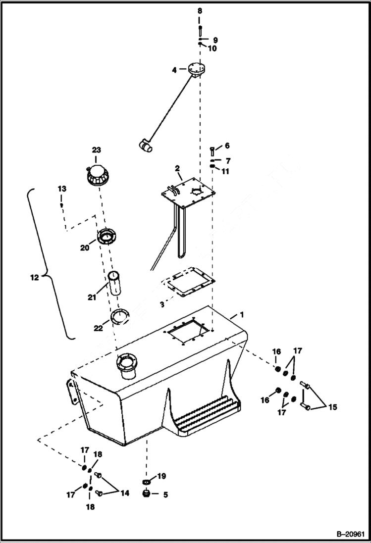Схема запчастей Bobcat BL275 - FUEL TANK Tier I 5724 11001 & Above POWER UNIT