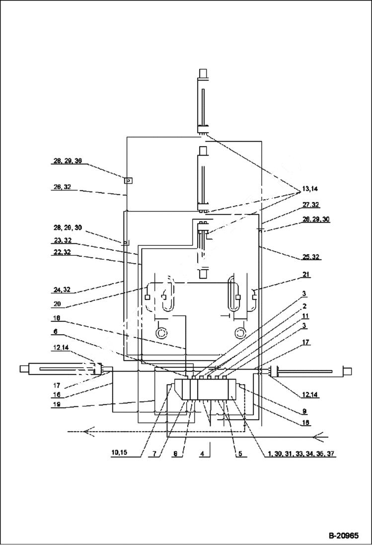 Схема запчастей Bobcat B100 - HYDRAULIC CIRCUITRY (Backhoe) HYDRAULIC SYSTEM