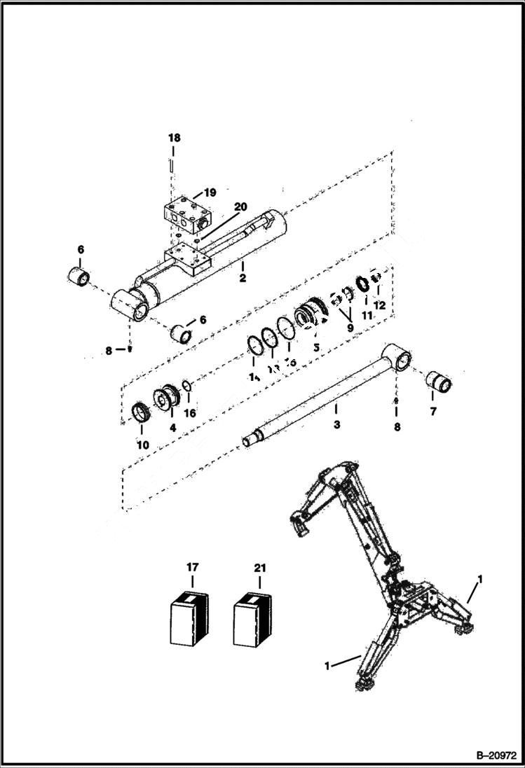 Схема запчастей Bobcat B100 - STABILIZER CYLINDER HYDRAULIC SYSTEM