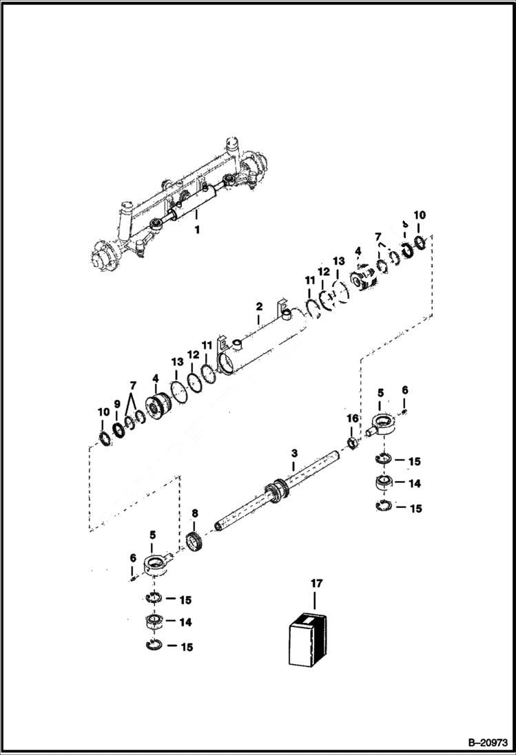 Схема запчастей Bobcat B100 - STEERING CYLINDER HYDRAULIC SYSTEM