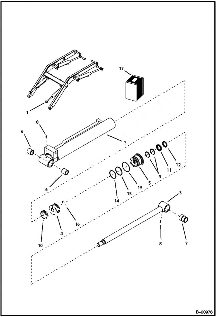 Схема запчастей Bobcat B100 - TILT CYLINDER (Left) (5700 11056 & Below) HYDRAULIC SYSTEM