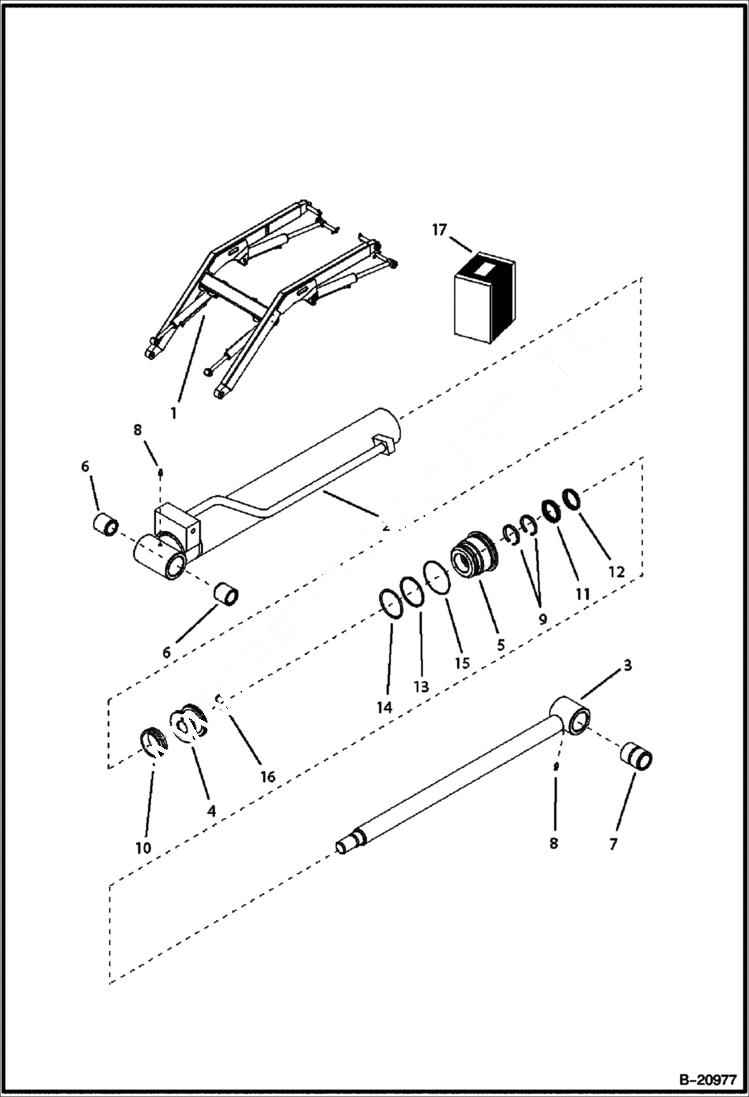Схема запчастей Bobcat B100 - TILT CYLINDER (Right) (5701 11056 & Below) HYDRAULIC SYSTEM