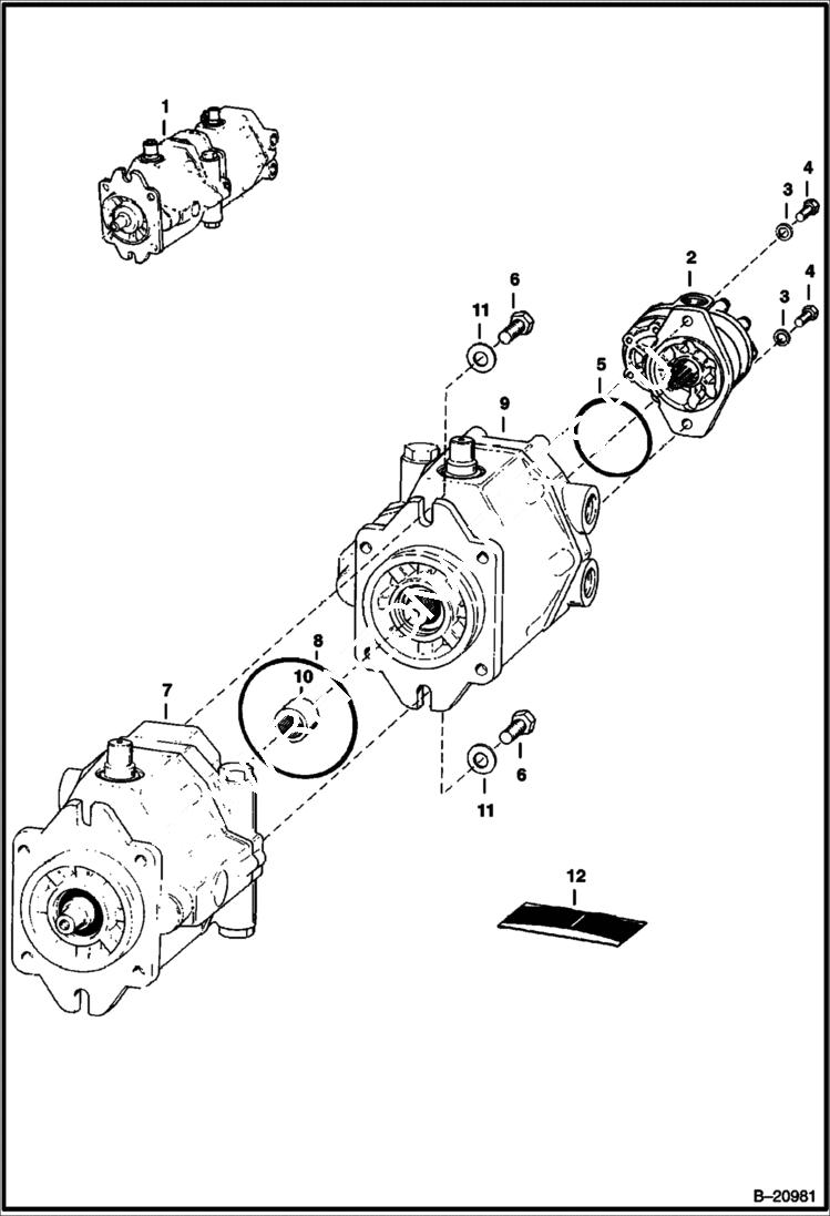 Схема запчастей Bobcat Feller Buncher - HYDROSTATIC PUMPS HYDROSTATIC SYSTEM