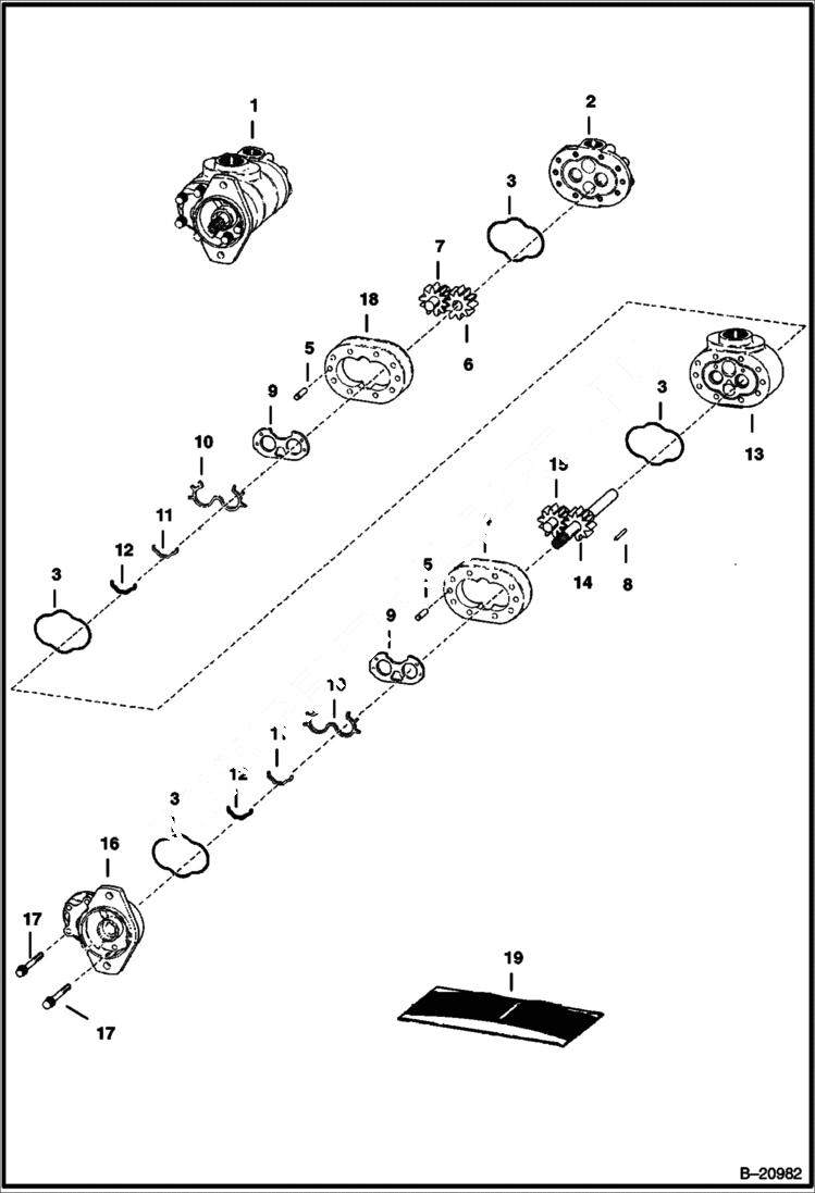 Схема запчастей Bobcat Feller Buncher - GEAR PUMP (Double) HYDROSTATIC SYSTEM