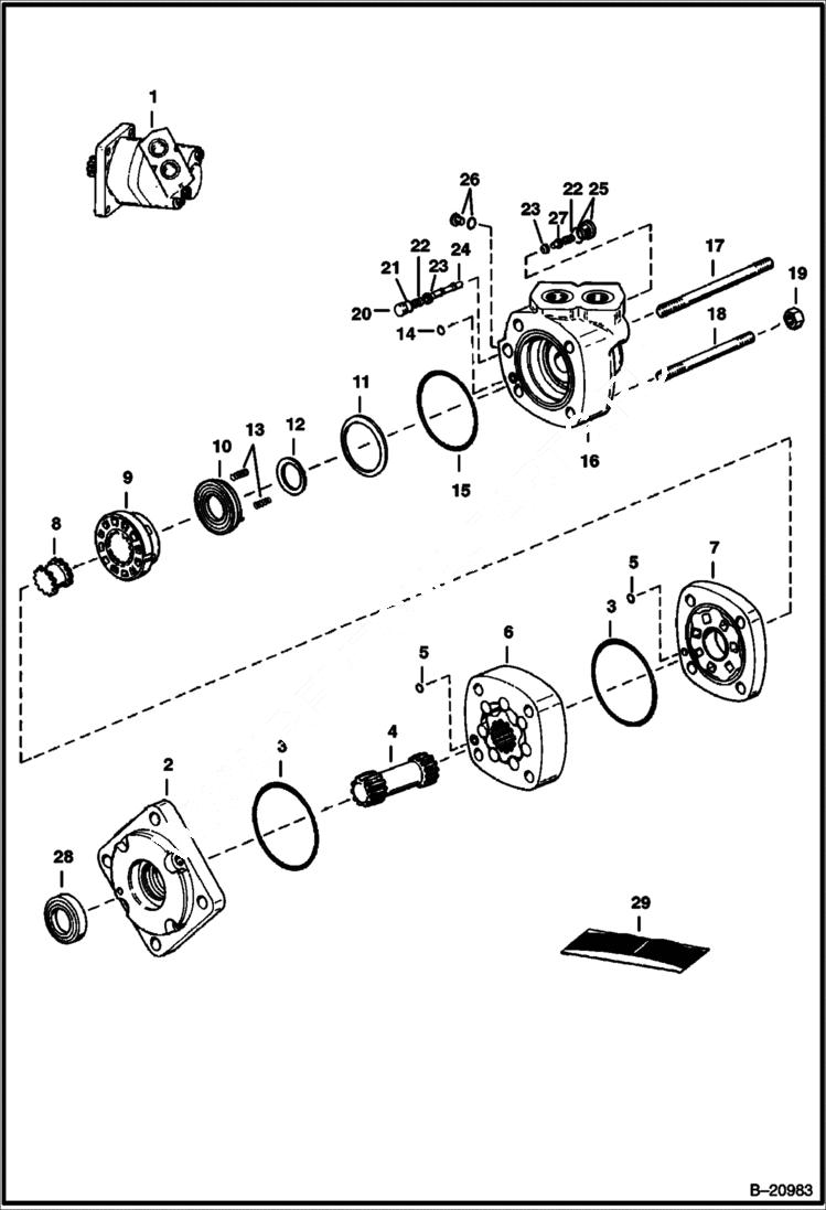 Схема запчастей Bobcat Feller Buncher - HYDROSTATIC MOTOR HYDROSTATIC SYSTEM