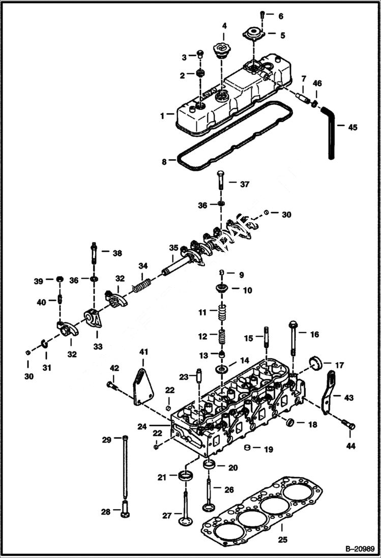 Схема запчастей Bobcat Feller Buncher - CYLINDER HEAD COVER POWER UNIT