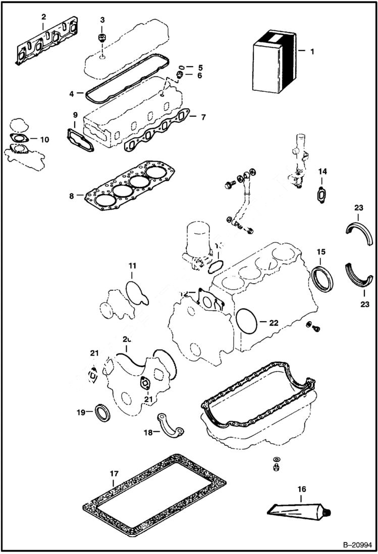 Схема запчастей Bobcat Feller Buncher - GASKET KIT (For Engine Spec. #4JBIPK01) POWER UNIT