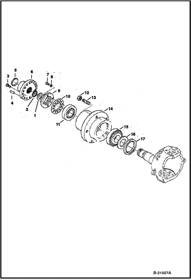 Схема запчастей Bobcat B200 - FRONT AXLE B200/B250 AXLES & WHEELS