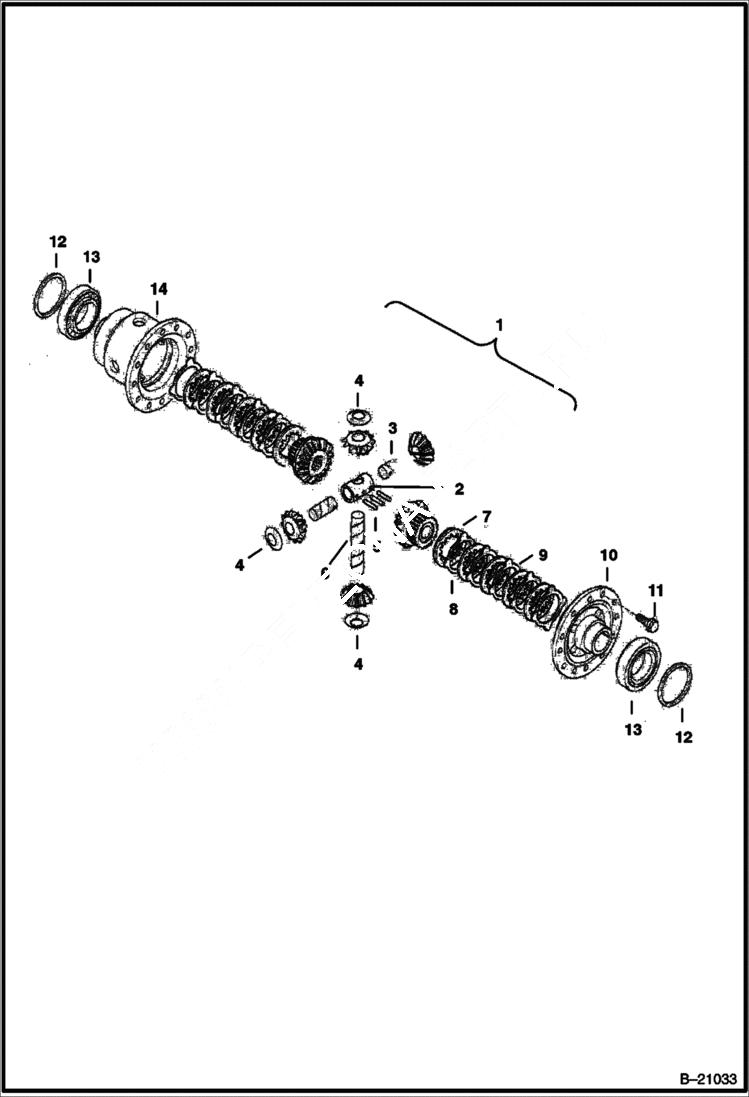 Схема запчастей Bobcat B200 - FRONT AXLE B200/B250 AXLES & WHEELS