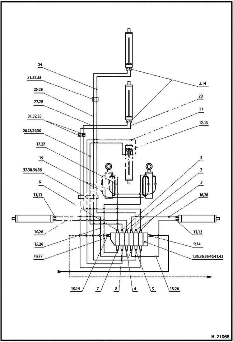 Схема запчастей Bobcat B200 - HYDAULIC CIRCUITRY B200 HYDRAULIC SYSTEM