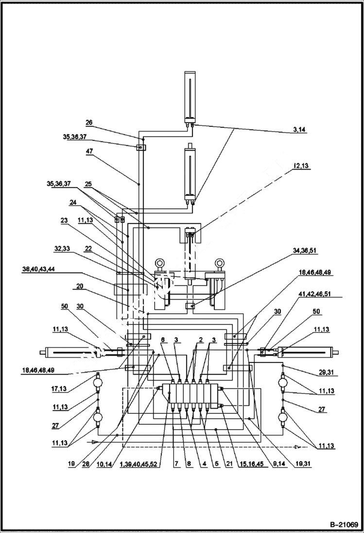 Схема запчастей Bobcat B200 - HYDRAULIC CIRCUITRY B250 HYDRAULIC SYSTEM