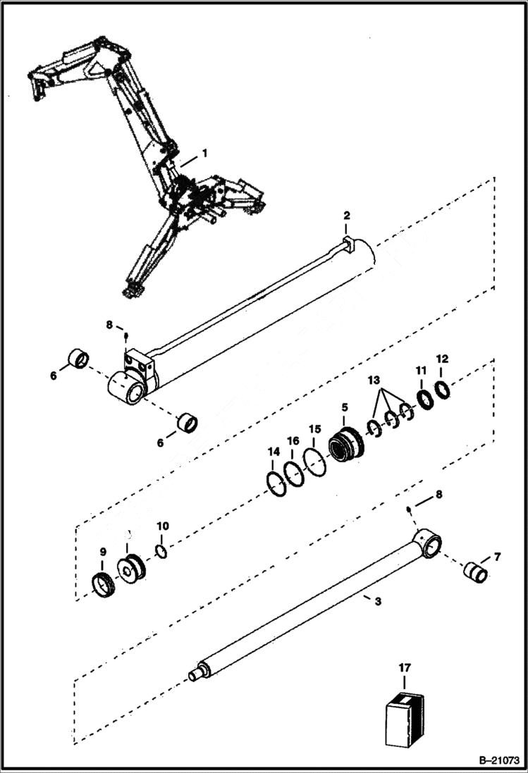 Схема запчастей Bobcat B200 - BOOM CYLINDER B200 5702 11088 & Below HYDRAULIC SYSTEM