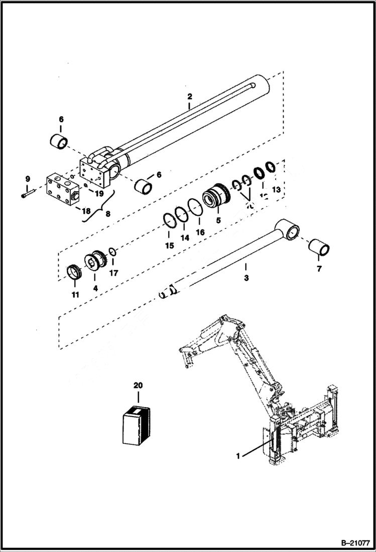 Схема запчастей Bobcat B200 - VERTICAL STABILIZER CYLINDER B250 Side Shift Backhoe HYDRAULIC SYSTEM