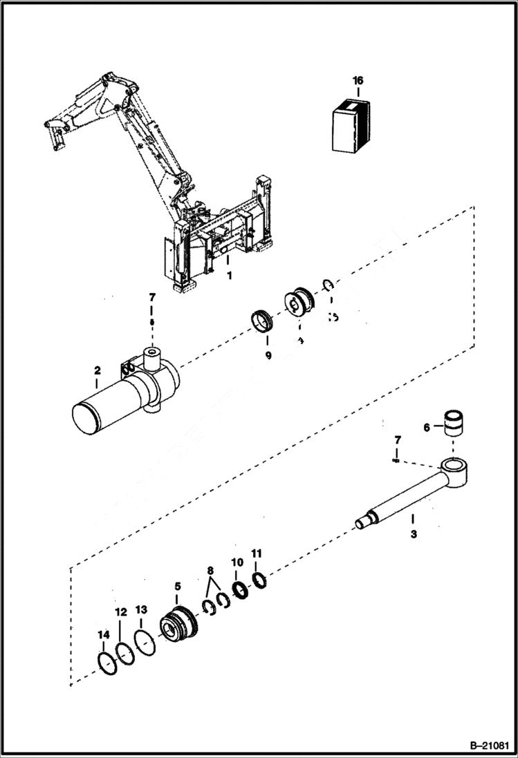 Схема запчастей Bobcat B200 - SWING CYLINDER B250 (Lower) Side Shift Backhoe HYDRAULIC SYSTEM
