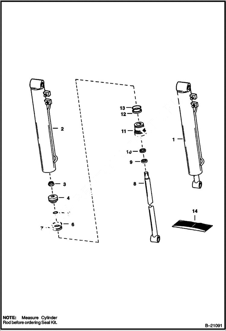 Схема запчастей Bobcat 800s - TILT CYLINDER (W/1 Rod) HYDRAULIC SYSTEM