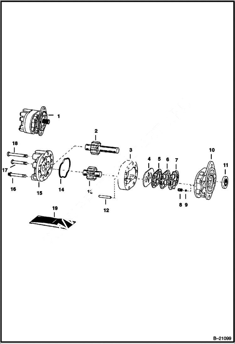 Схема запчастей Bobcat 800s - HYDRAULIC GEAR PUMP HYDROSTATIC SYSTEM