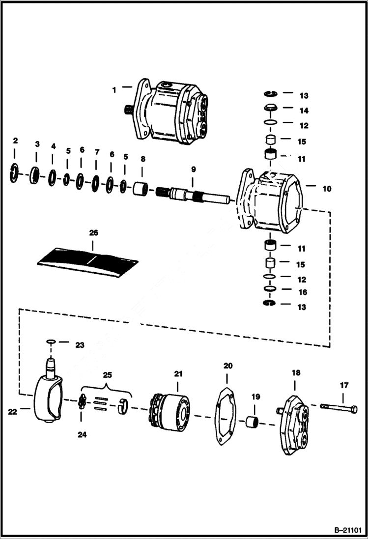 Схема запчастей Bobcat 800s - HYDROSTATIC MOTOR (DBA - New) HYDROSTATIC SYSTEM