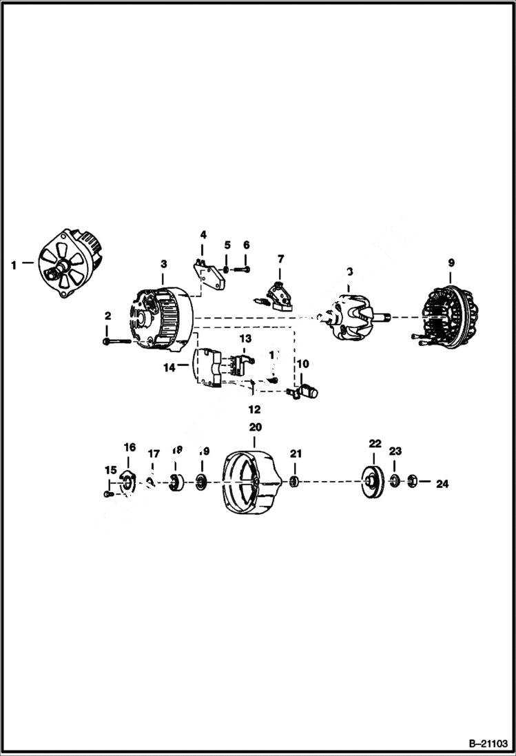Схема запчастей Bobcat 800s - ALTERNATOR (Delco 1100499 - Closed) ELECTRICAL SYSTEM