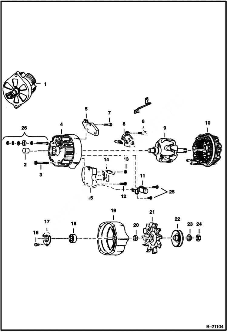 Схема запчастей Bobcat 800s - ALTERNATOR (Delco 1105063 - Closed) ELECTRICAL SYSTEM