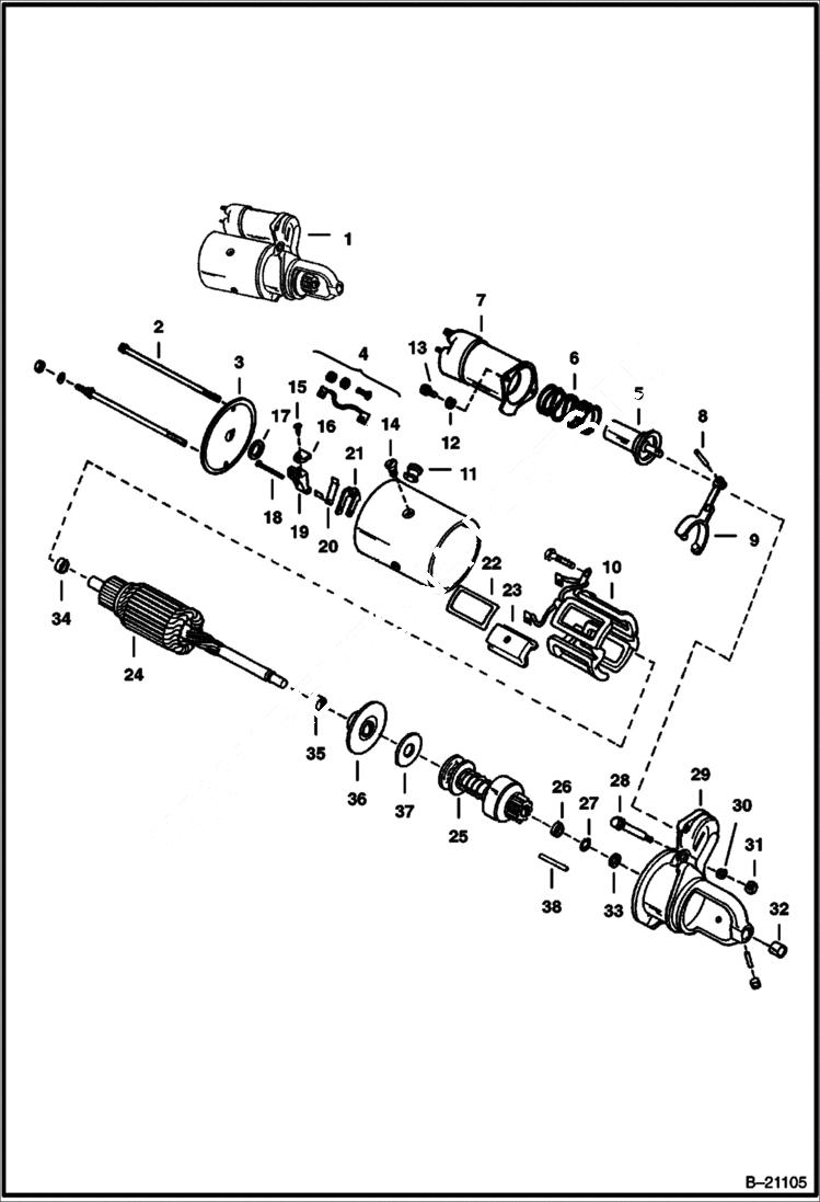Схема запчастей Bobcat 800s - STARTER (Delco 1998339 & 1113598) ELECTRICAL SYSTEM