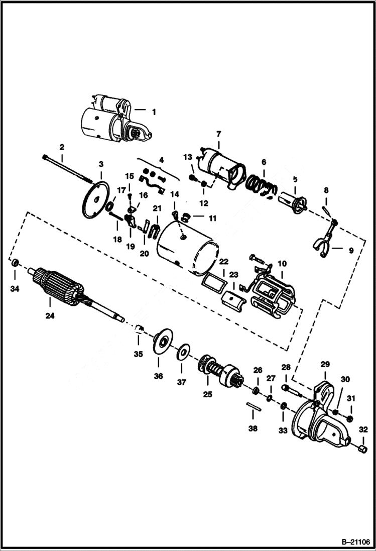 Схема запчастей Bobcat 800s - STARTER ELECTRICAL SYSTEM